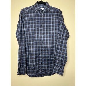 Eton Plaid Button Down Dress Shirt
